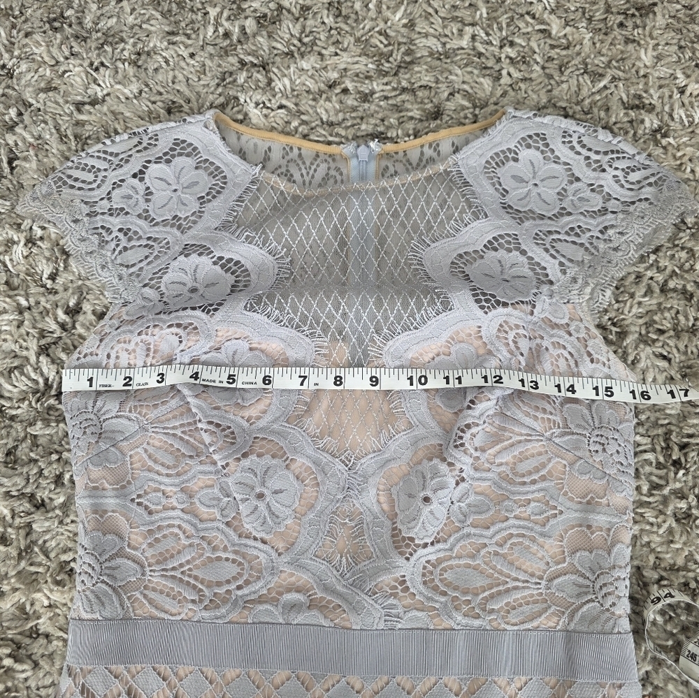Tadashi Shoji Savita Lace Midi Dress in Gray and Cream Size 6 - Picture 9 of 11
